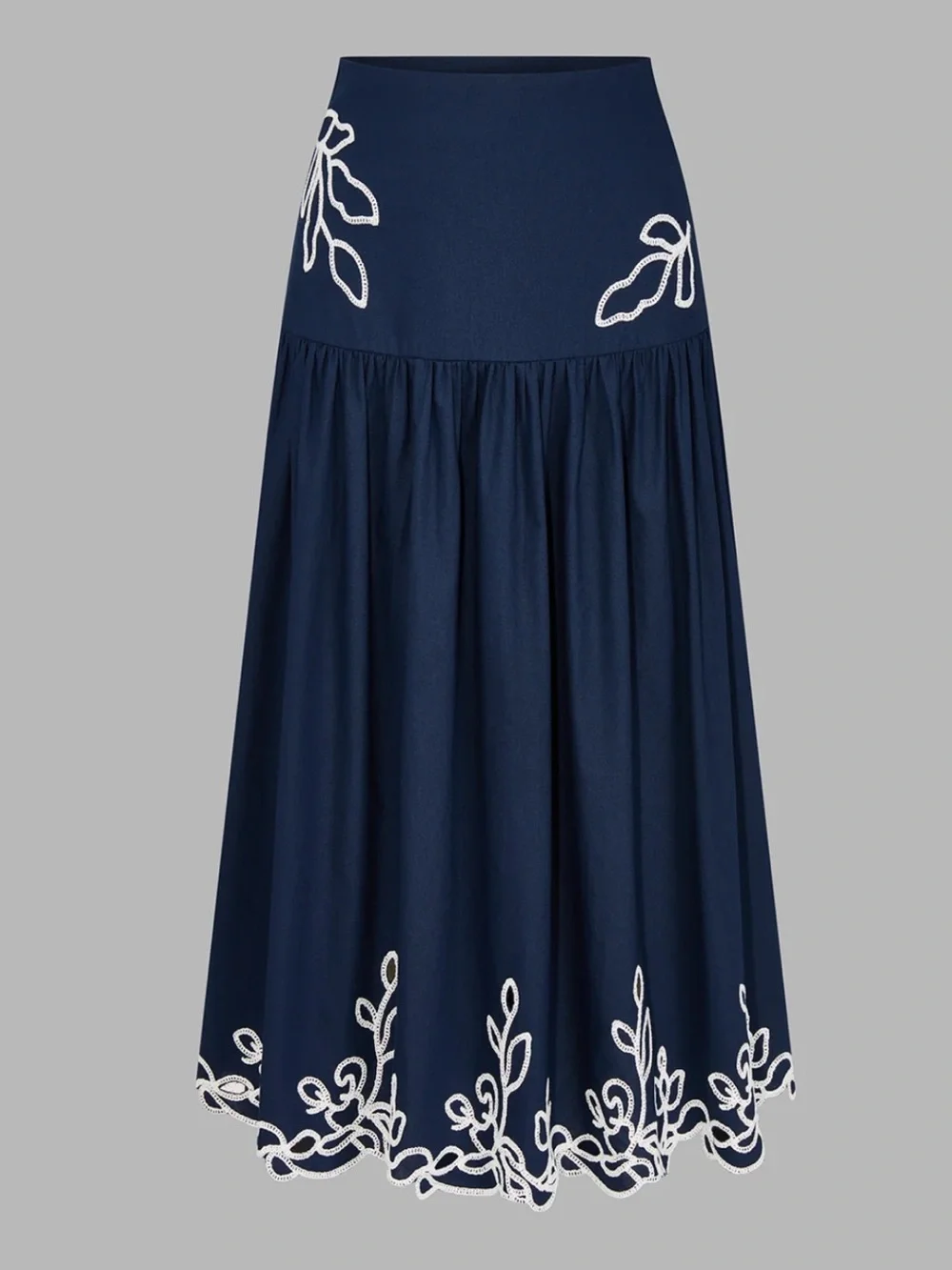Commense Navy Embroidered Midi Skirt Set - Women's Medium